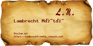 Lambrecht Máté névjegykártya